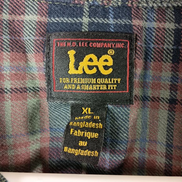 Lee Flannel Plaid Shirt Mens XL Green Grunge 90s Cabincore Workshirt Outdoor - Picture 3 of 7